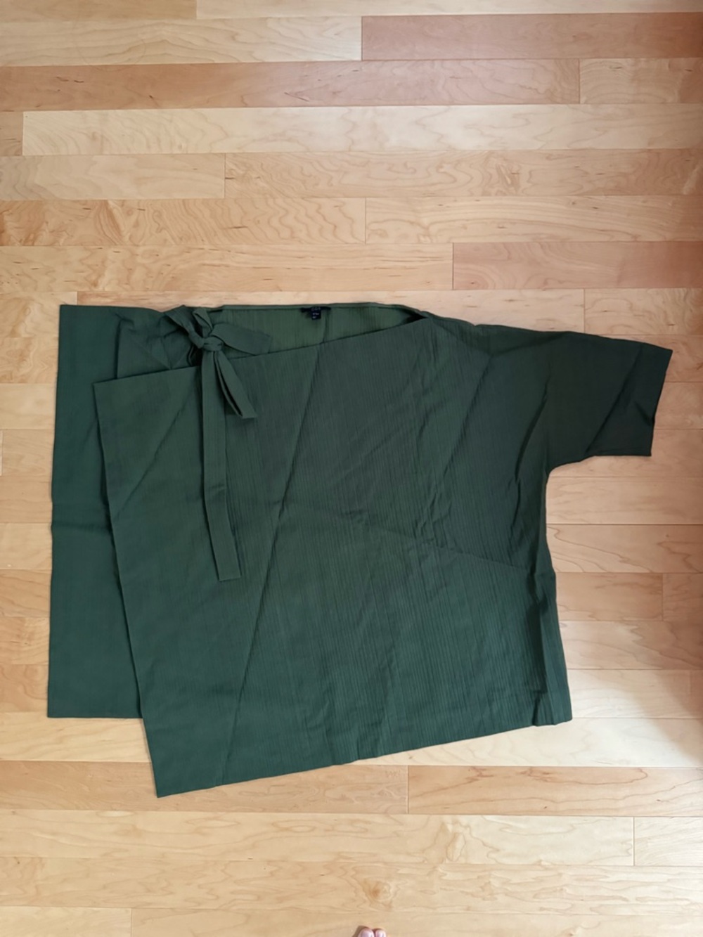 COS Olive Green Tie-Neck Short Sleeve Top